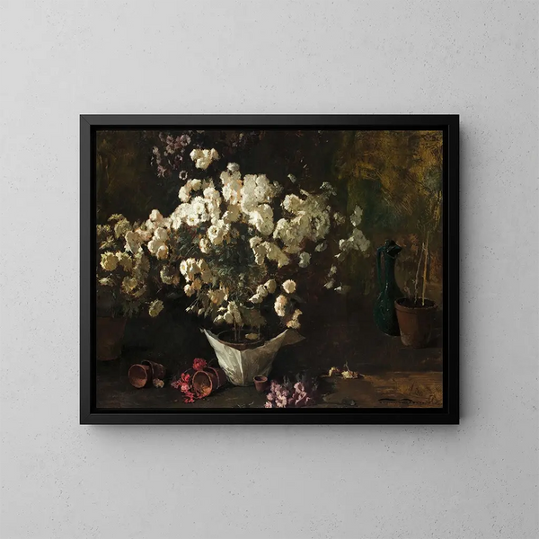 Stillleben mit Chrysanthemen - Emil Carlsen — gerahmtes Bild an der Wand