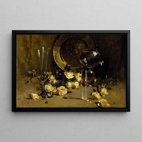 Naturmorte mit gelben Rosen - Emil Carlsen — gerahmtes Bild an der Wand