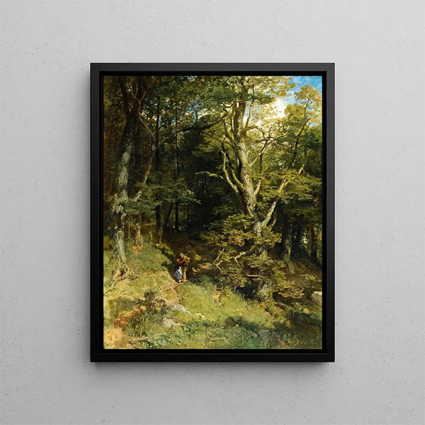 Umarmung im Wald - Emil Jakob Schindler — gerahmtes Bild an der Wand