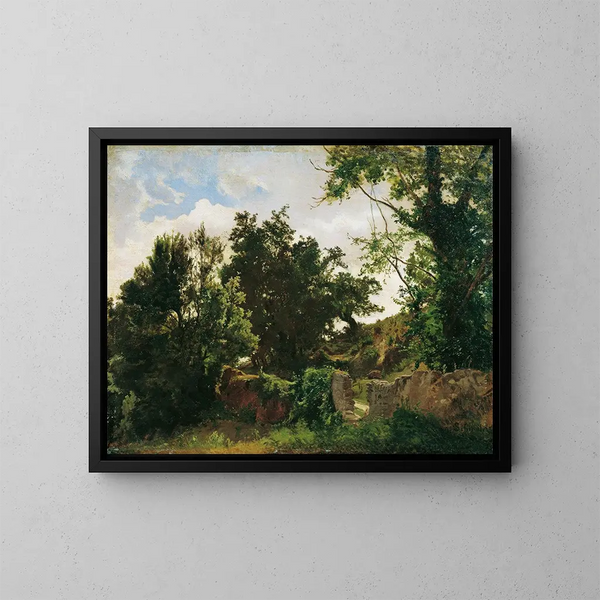Mauer des Schlosses in Plankenberg - Emil Jakob Schindler — gerahmtes Bild an der Wand
