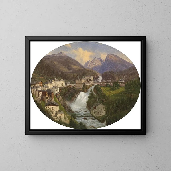 Ansicht von Bad Gastein - Emil Ludwig Lühr — gerahmtes Bild an der Wand