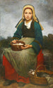Eine junge Frau, die einen Korb mit Eiern hält - Émile-Auguste Hublin — Ansicht des Kunstwerks