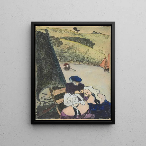 Bretons in einem Boot Bretons in a Ferryboat - Émile Bernard — gerahmtes Bild an der Wand