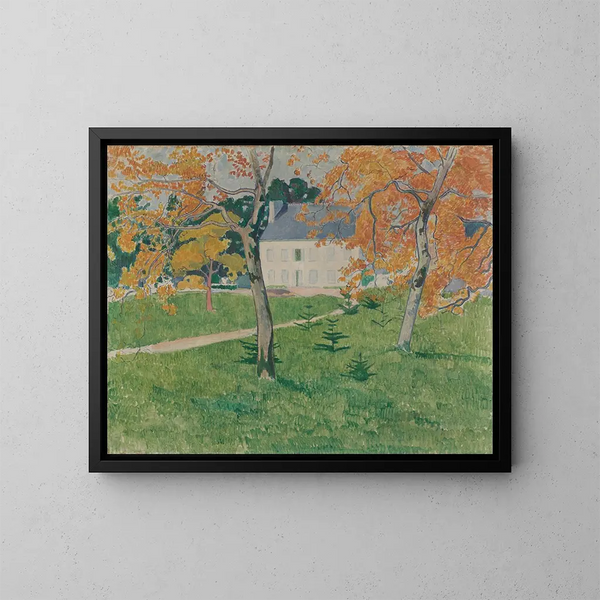Haus unter den Bäumen in Pont-Aven - Émile Bernard — gerahmtes Bild an der Wand