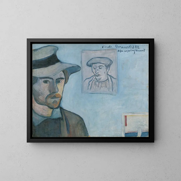 Selbstporträt mit Porträt von Gauguin - Émile Bernard — gerahmtes Bild an der Wand