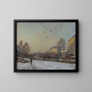 Le Pont Neuf, Ufer des Quai des Grands Augustins - Émile Cagniart — gerahmtes Bild an der Wand