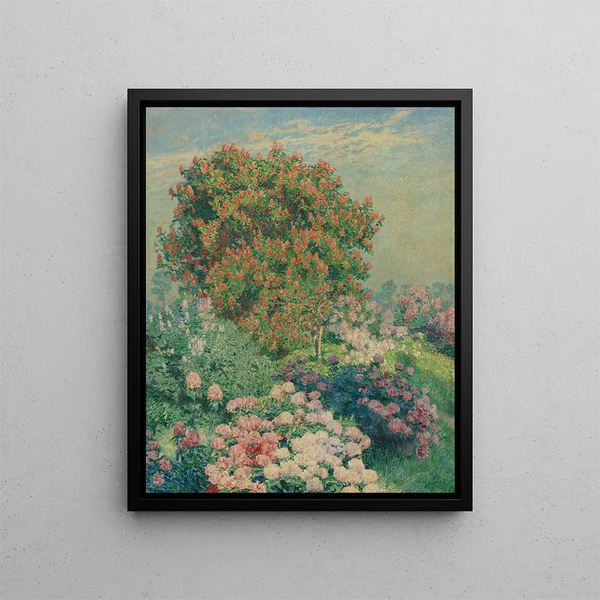 Der blühende Garten im Mai - Émile Claus — gerahmtes Bild an der Wand