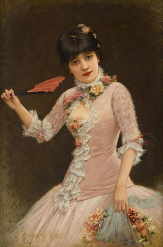 Emile EismanSemenowsky - A portrait of a young lady in pink dress.webp