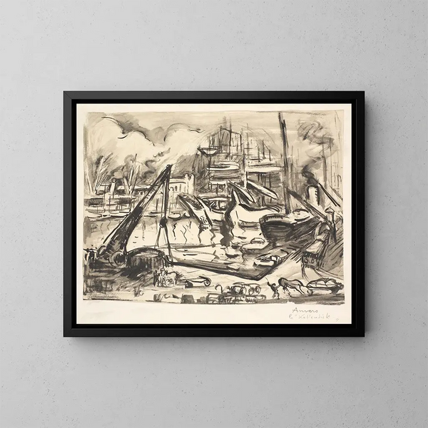 Bassin portuaire de Kattendick à Anvers - Émile Othon Friesz — gerahmtes Bild an der Wand