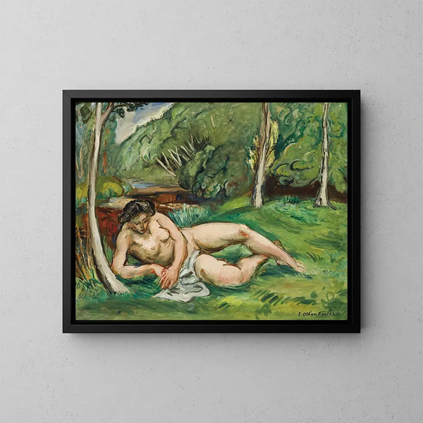 Nackt liegend in einer Landschaft - Émile Othon Friesz — gerahmtes Bild an der Wand