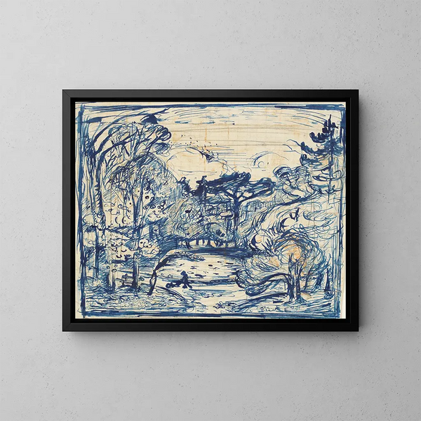 Innenansicht eines Waldes mit Holzfäller, La Côte de Grâce, Honfleur - Émile Othon Friesz — gerahmtes Bild an der Wand