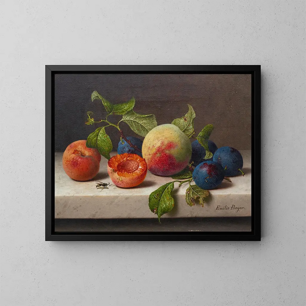 Natur stillleben mit Früchten - Emilie Preyer — gerahmtes Bild an der Wand