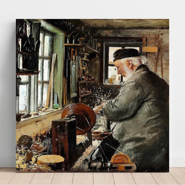 Reproduktion des Gemäldes Ein Dreher bei seiner Drehbank - Laurits Andersen Ring