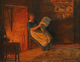 Lesestunde am Kamin - Enoch Wood Perry Jr — Ansicht des Kunstwerks