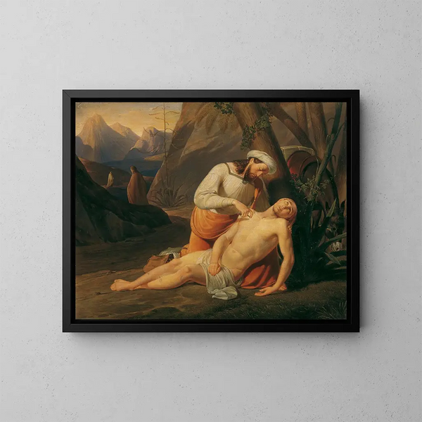 Der gute Samariter - Erasmus von Engert — gerahmtes Bild an der Wand