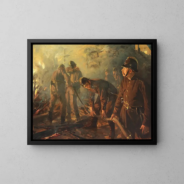 Kampf gegen das Feuer - Erik Henningsen — gerahmtes Bild an der Wand