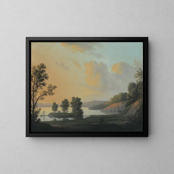 Blick auf das Herrenhaus von Dronninggaard über den Fure-See, Nordseeland - Erik Pauelsen — gerahmtes Bild an der Wand