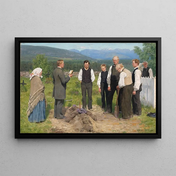 Begräbnis eines Bauern - Erik Werenskiold — gerahmtes Bild an der Wand