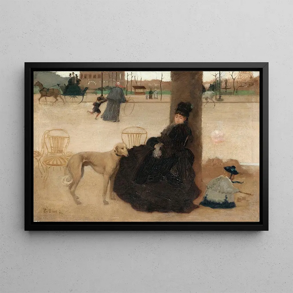 Junge Mutter mit ihrem Kind in einem Park - Ernest-Ange Duez — gerahmtes Bild an der Wand