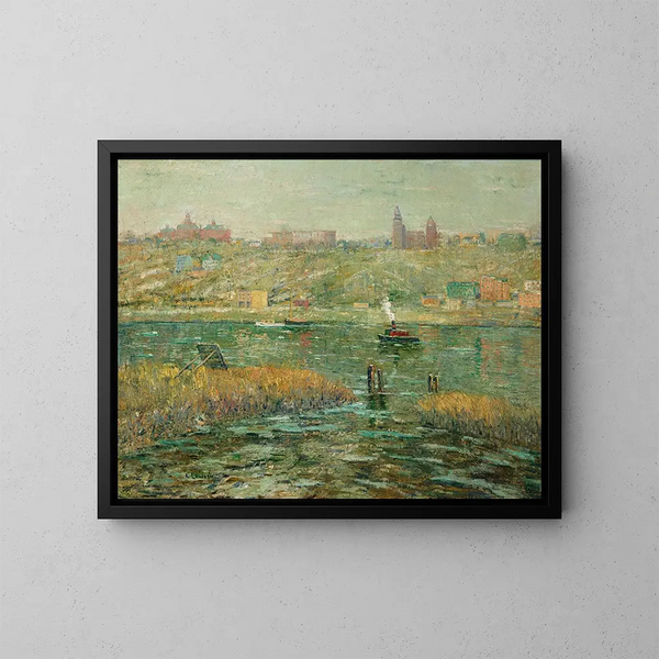 Fluss Harlem - Ernest Lawson — gerahmtes Bild an der Wand
