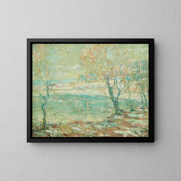 Inwood-Gemälde am Hudson unter Schnee - Ernest Lawson — gerahmtes Bild an der Wand