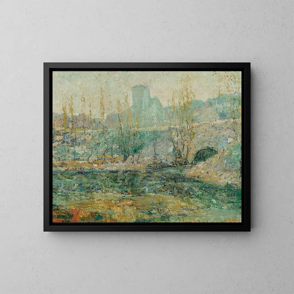Der Becken und die Brücke Gapstow, New York City - Ernest Lawson — gerahmtes Bild an der Wand