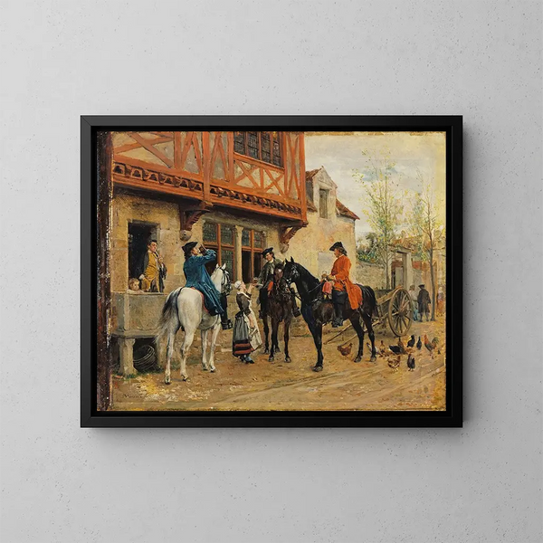 Halte dans une auberge - Ernest Meissonier — gerahmtes Bild an der Wand