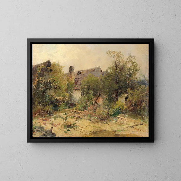 Landschaft mit Bauernhaus - Ernestine von Kirchsberg — gerahmtes Bild an der Wand