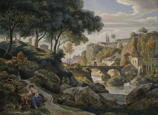 Ernst Fries - Italienische Gebirgslandschaft mit steinerner Brcke.webp