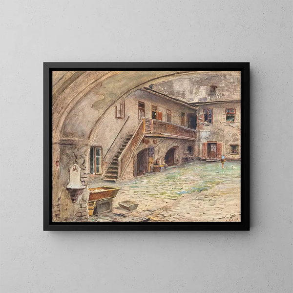 Hof in der Kahlenbergerstraße - Ernst Graner — gerahmtes Bild an der Wand