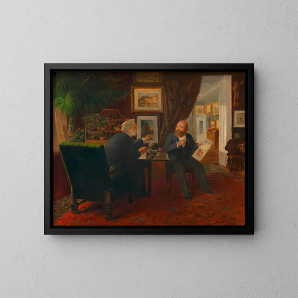Ludwig Anzengruber auf Besuch bei Rudolf von Alt - Ernst Juch — gerahmtes Bild an der Wand