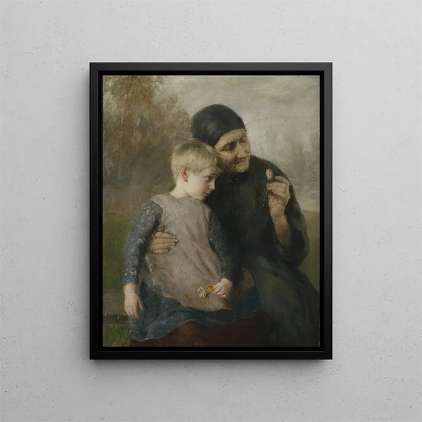 Ernst Karl Georg Zimmermann - Buerin mit Enkelin vor Landschaftshintergrund.webp