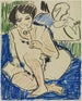 Hockend mit einem Buch - Ernst Ludwig Kirchner — Ansicht des Kunstwerks