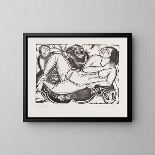 Akt liegend - Ernst Ludwig Kirchner — gerahmtes Bild an der Wand