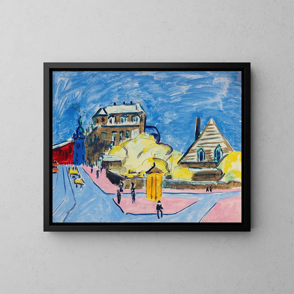 Ansicht der Straße in Dresden - Ernst Ludwig Kirchner — gerahmtes Bild an der Wand