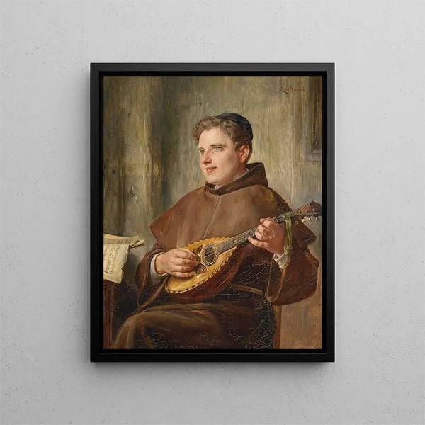 Mönch Musiker - Ernst Nowak — gerahmtes Bild an der Wand
