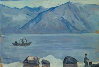 Ernst Schiess - At the Beach of the Lake of Lugano.webp