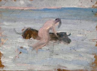 Europäisches Gemälde des schwimmenden Stiers - Ernst Schiess — Ansicht des Kunstwerks