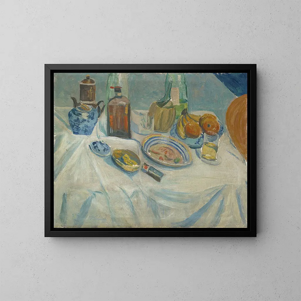 Tisch nach dem Essen - Ernst Schiess — gerahmtes Bild an der Wand