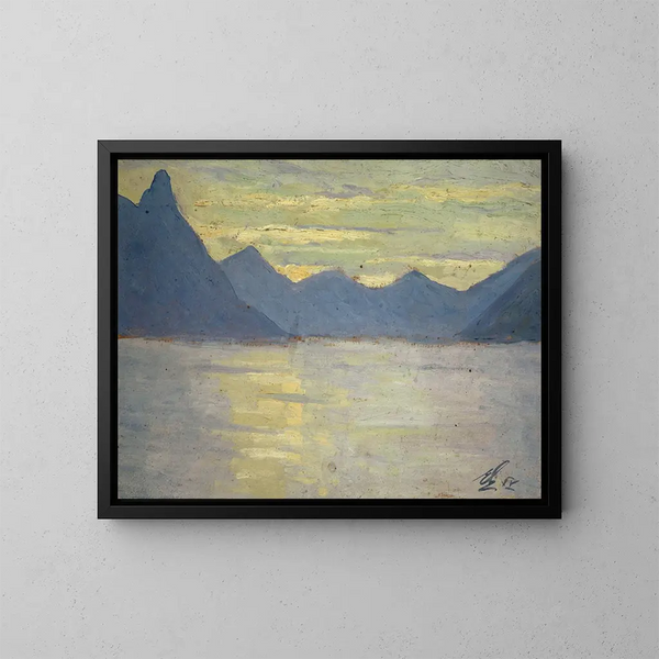 Blick auf den Lago di Lugano in Richtung der Berge von Porlezza - Ernst Schiess — gerahmtes Bild an der Wand