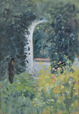 Ernst Schiess - Woman in a Rose Garden.webp