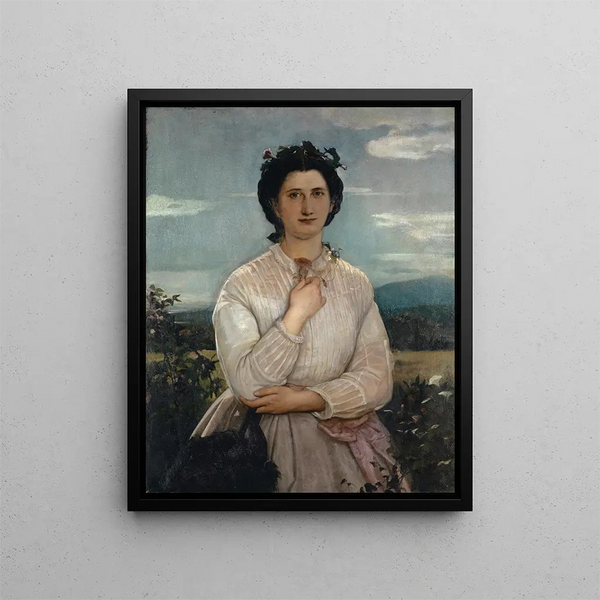 Portrait von Marie Elisabeth Brüstlein, zukünftige Ehefrau des Künstlers - Ernst Stückelberg — gerahmtes Bild an der Wand