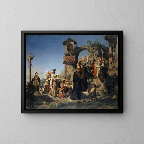 Die Feier der Heiligen Maria in den Sabiner Bergen - Ernst Stückelberg — gerahmtes Bild an der Wand
