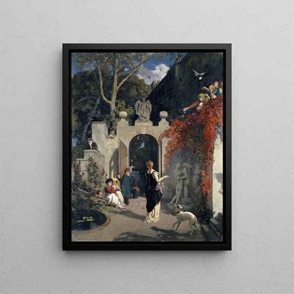 Der Garten der Liebe - Ernst Stückelberg — gerahmtes Bild an der Wand