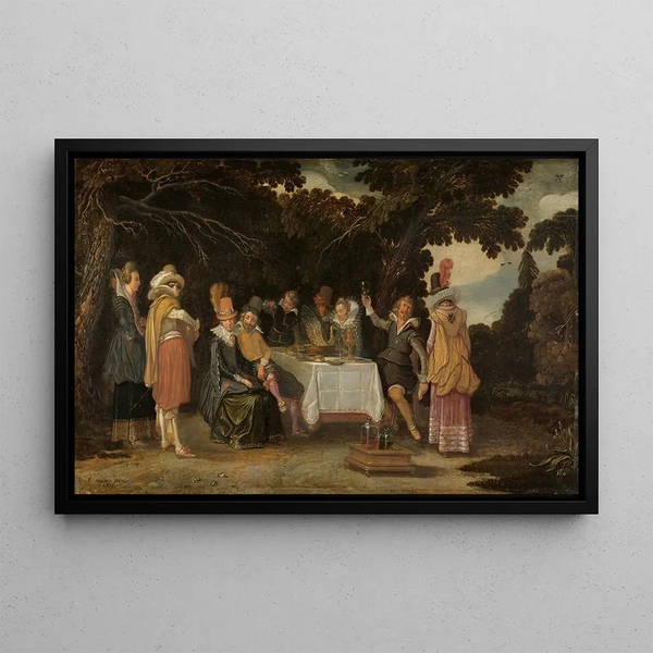 Eine Feier im Freien - Esaias van de Velde — gerahmtes Bild an der Wand