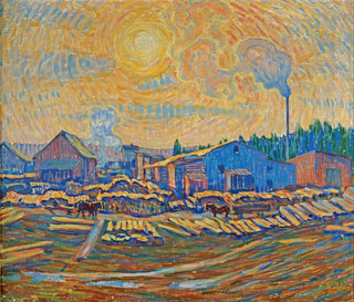 Die Sägerei unter der Dezembersonne - Ester Almqvist — Ansicht des Kunstwerks