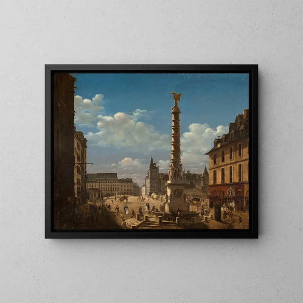 Die Platz und der Brunnen am Châtelet - Étienne Bouhot — gerahmtes Bild an der Wand