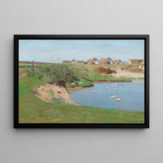 Eugen Jettel - Farmhouses and a duck pond in Staatz.webp