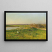 Frühlingslandschaft mit Büschen bei einem Teich - Eugen Jettel — gerahmtes Bild an der Wand
