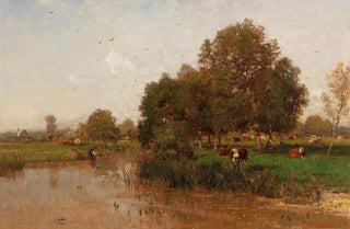 Eugen Jettel - River Landscape with Cows Resting.webp